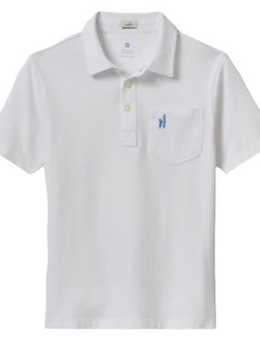 Johnnie-O Original Jr. Polo Shirt - white w/baby blue logo BNWT SIZE 14